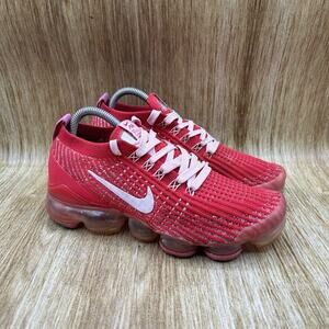 Nike Air VaporMax Flyknit 3 Women's Size 7 Red Running Shoes Sneaker CU4756-600